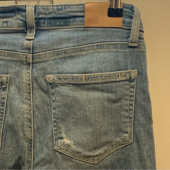 PAIGE Atley Ankle Flare Floretta Deconstructed Raw Hem Distressed Jeans $229.00 - Picture 14 of 14